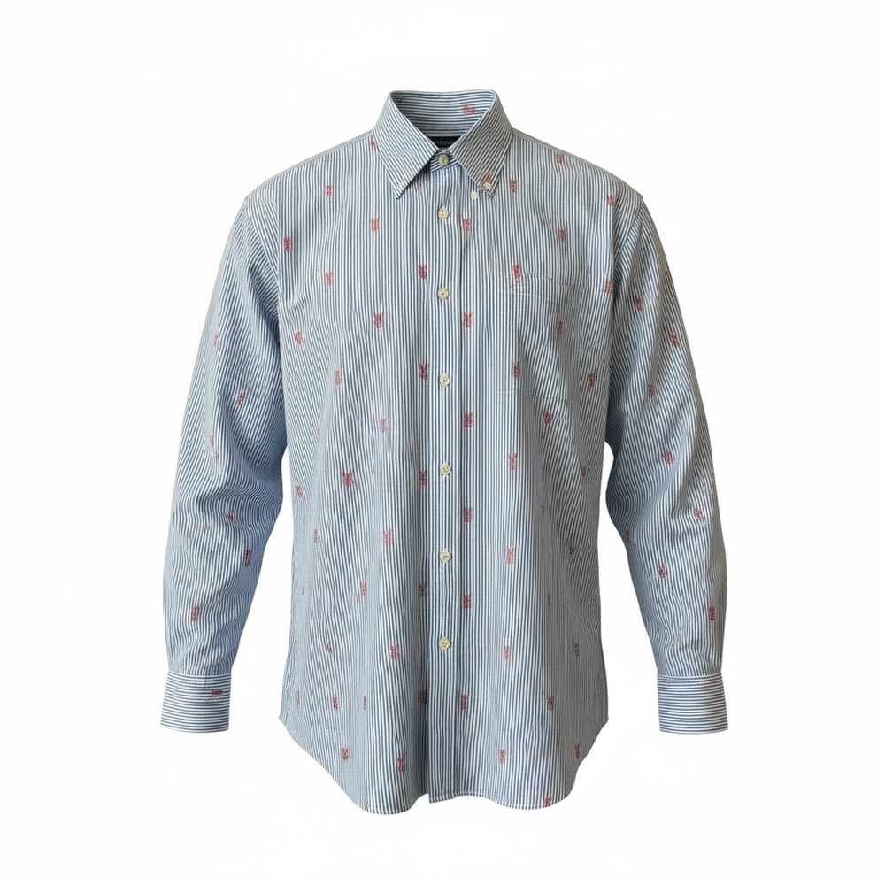 Brooks Brothers Blue and Red Narrow-Stripe Button-Down Shirt